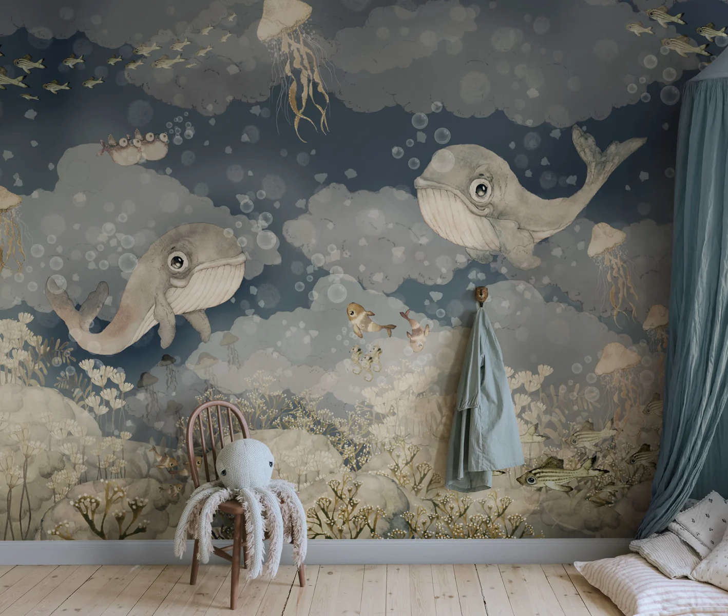 Illustrasjon av vegg med tapet